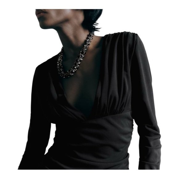 ZARA Black Ruched Dress - Picture 7 of 9